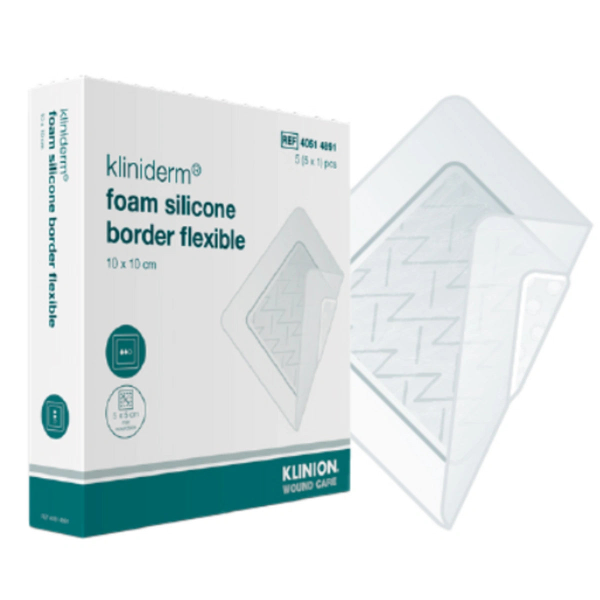 Kliniderm Foam Silicone Border Flexible 10 x 10 cm 5 kpl – joustava, imukykyinen vaahtosidos