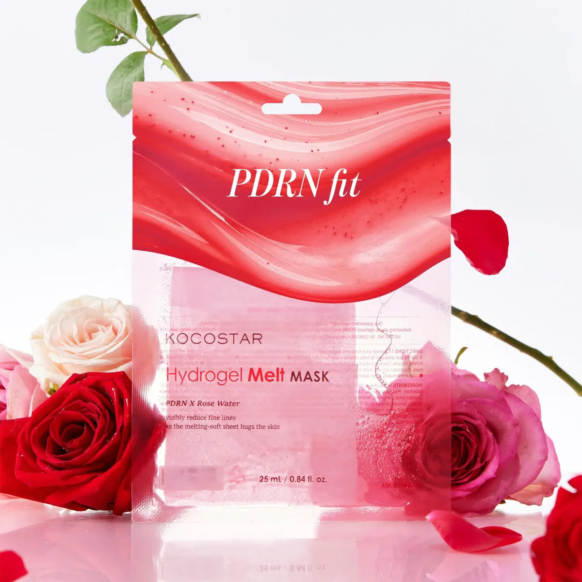 KOCOSTAR Hydrogel Melt Mask PDRN Fit sisältää ruusuvettä