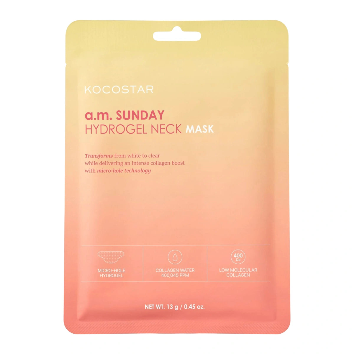 KOCOSTAR a.m. Sunday Hydrogel Neck Mask – hydrogeelikaulanaamio kollageenivedellä