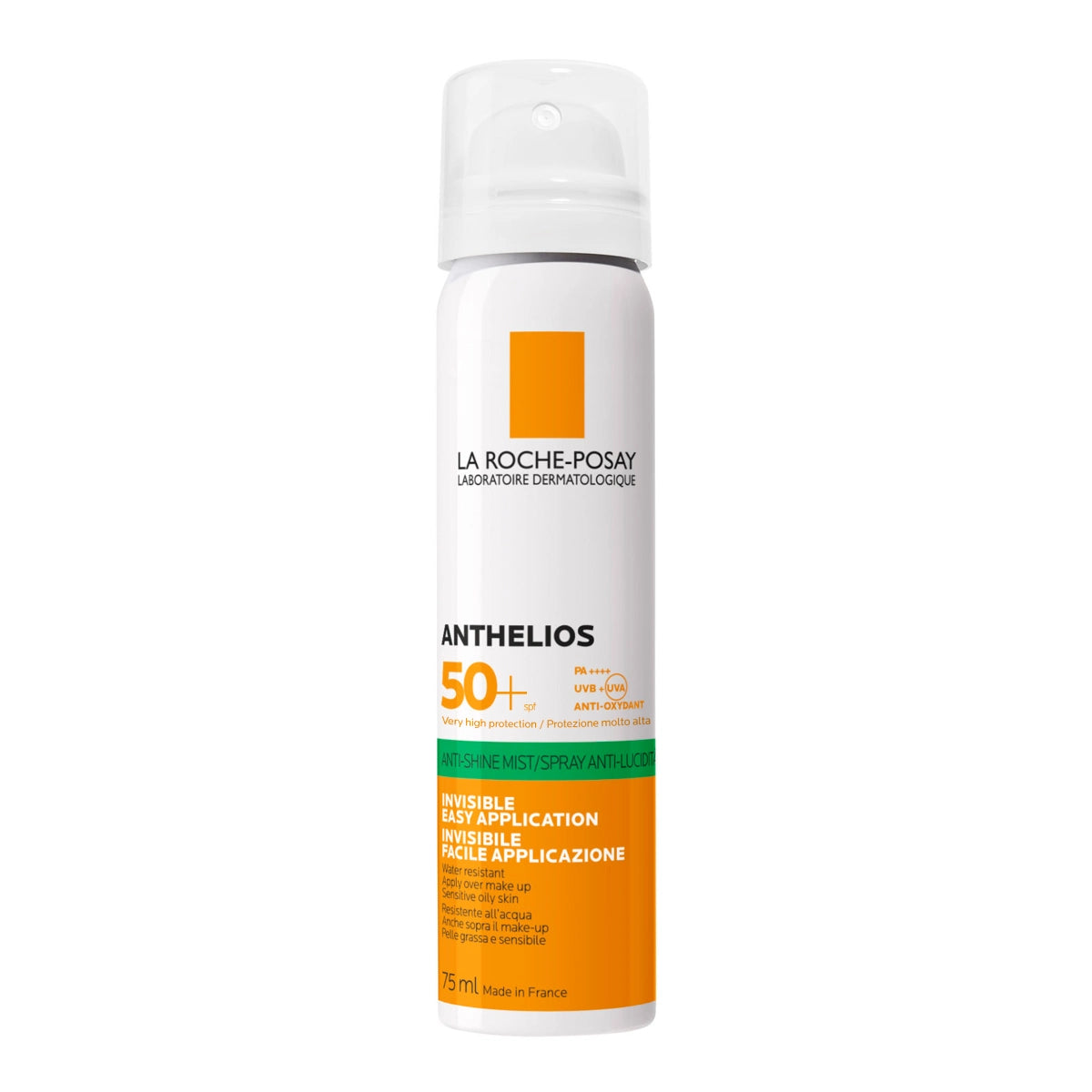 LA ROCHE-POSAY Anthelios Anti-Shine Mist SPF50+ aurinkosuojasuihke 75 ml raikastava suihke herkälle iholle, myös rasvoittuvalle tai epäpuhtauksiin taipuvaiselle iholle