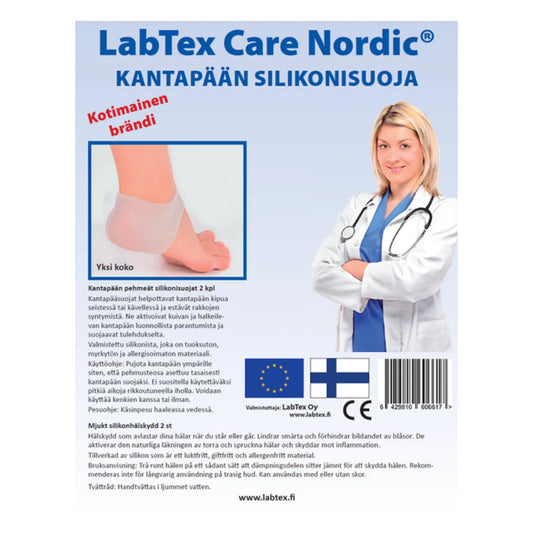 LABTEX Care Nordic Kantapään pehmeät silikonisuojat 2 kpl helpottaa kantapään kipua seistessä tai kävellessä