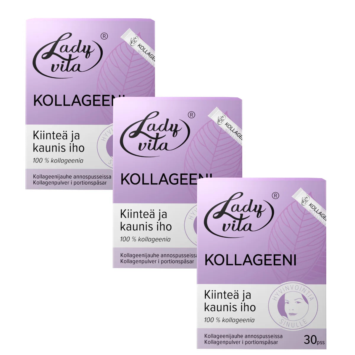 Ladyvita Kollageenijauhe 3x30 annospussia – kolme pakkausta edullisemmin