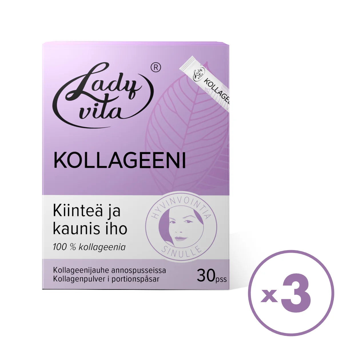 Ladyvita Kollageenijauhe 3x30 annospussia – kolme pakkausta edullisemmin