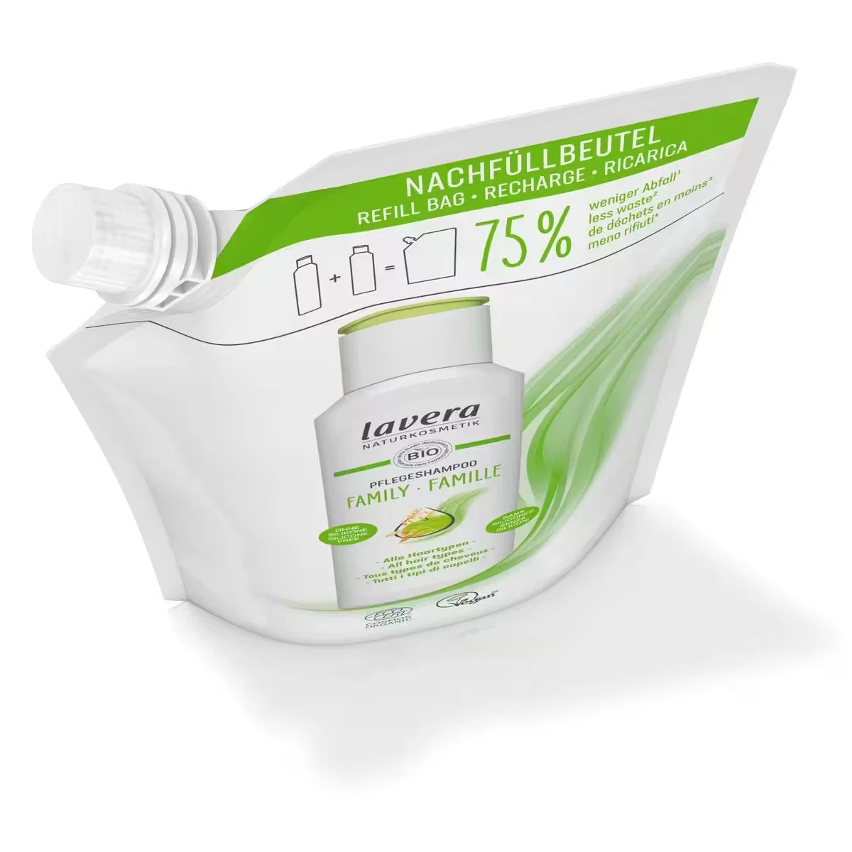 Lavera Family Shampoo täyttöpussi 500 ml – vegaaninen shampoo koko perheelle