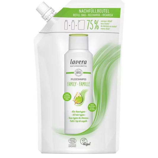 Lavera Family Shampoo täyttöpussi 500 ml – hellävarainen shampoo koko perheelle