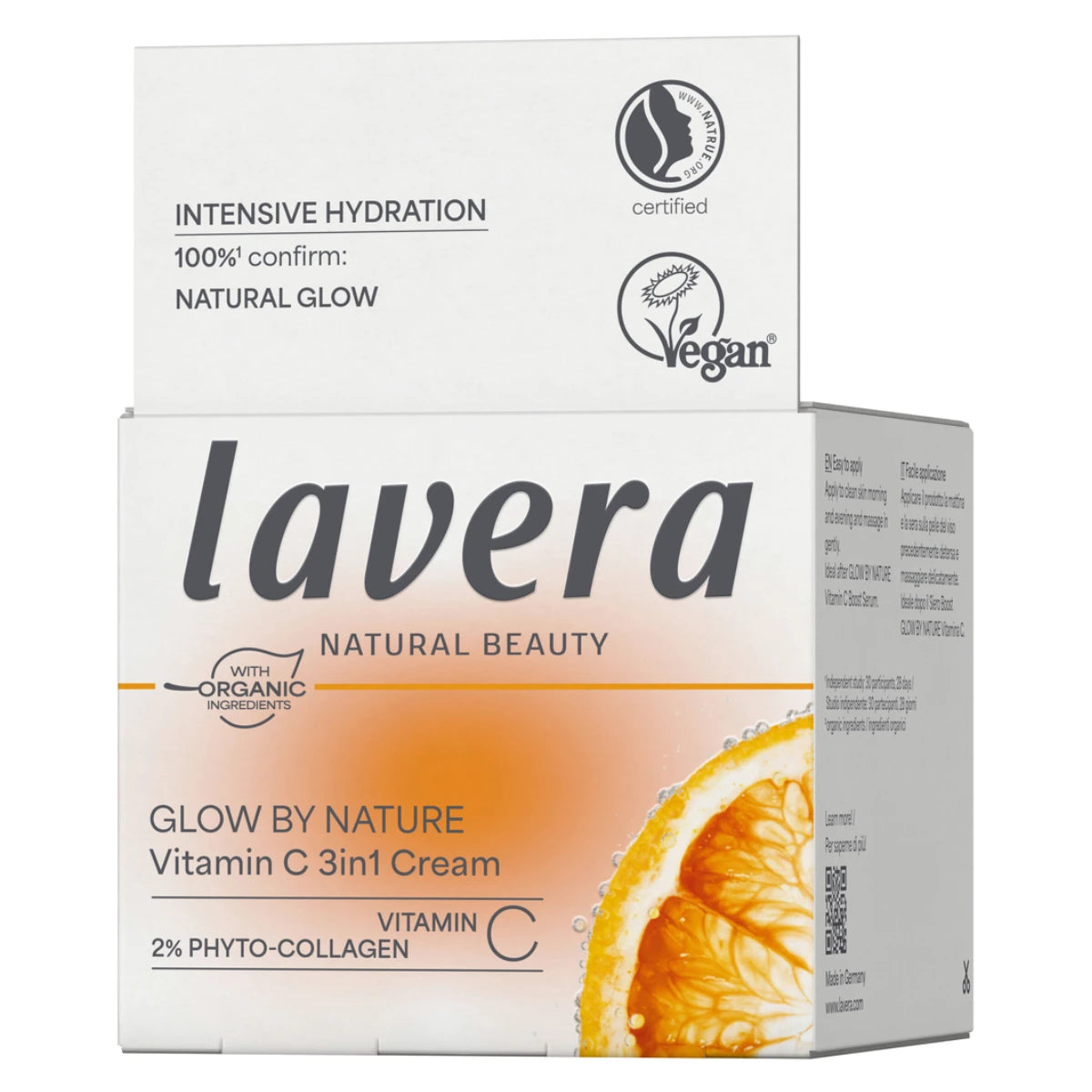 Lavera Glow By Nature Vitamin C 3in1 Cream heleyttää, kosteuttaa ja tasoittaa juonteita