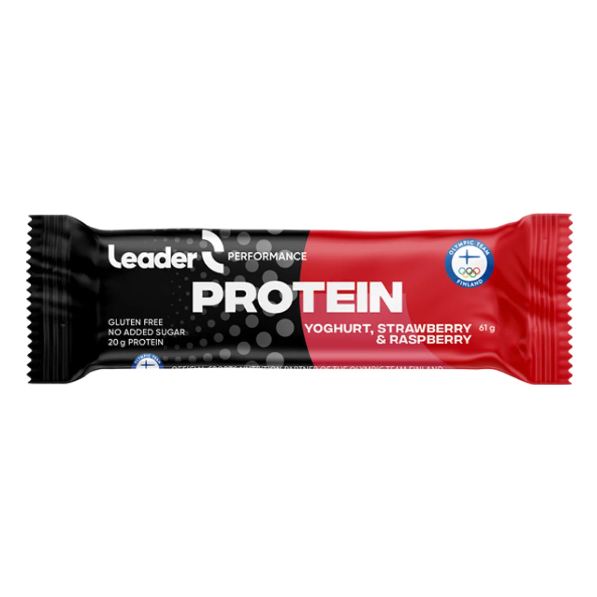 Leader Performance Protein Yoghurt, Strawberry & Raspberry 61 g – Marjaisa proteiinipatukka ilman lisättyä sokeria
