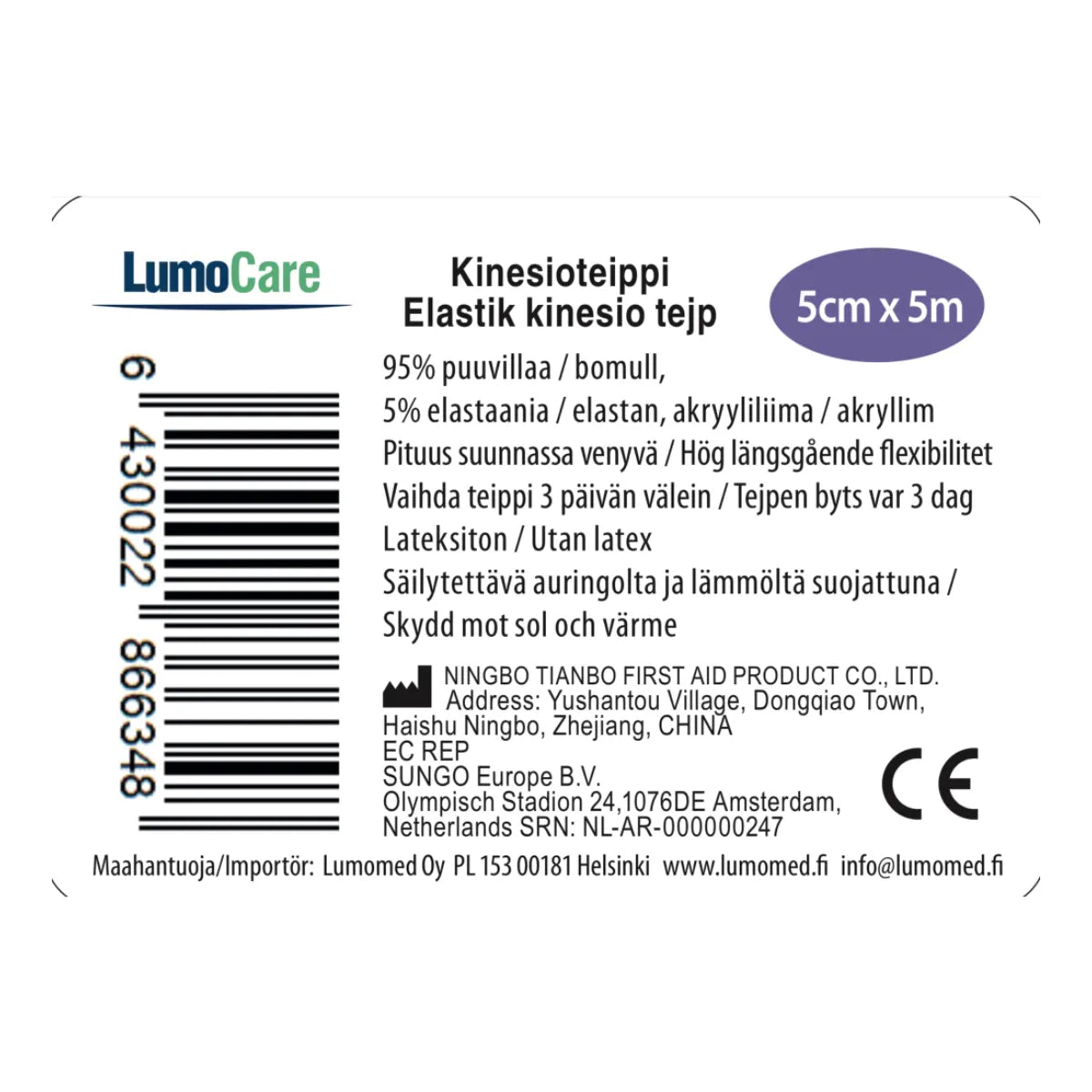 LUMOCARE Kinesioteippi Violetti 5 cm x 5m