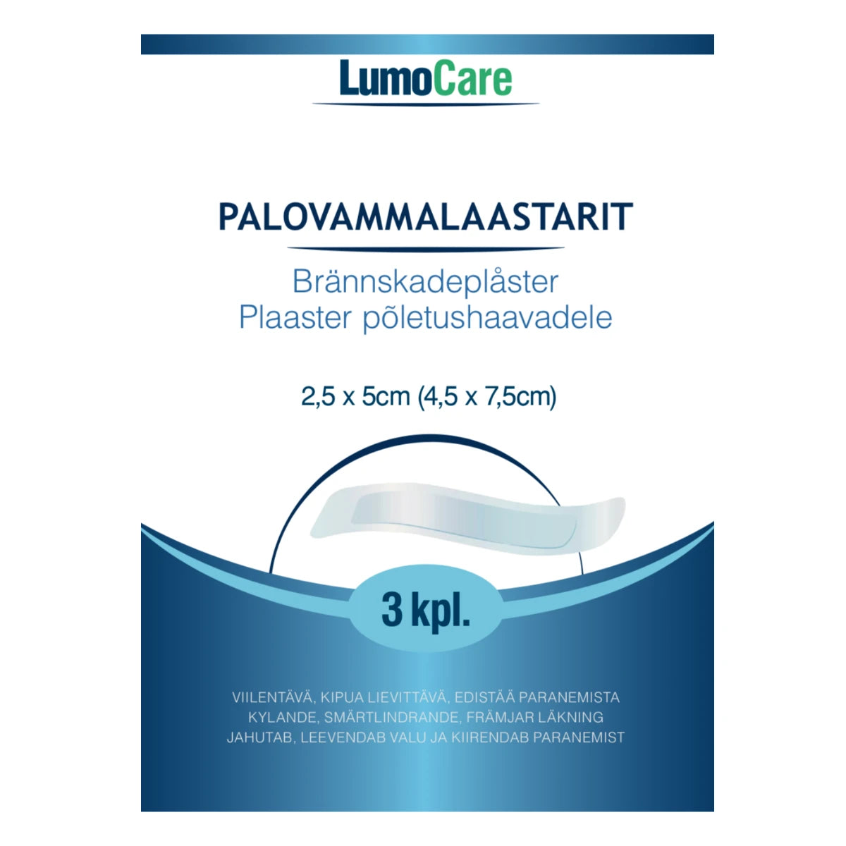 Lumocare palovammalaastari 4,5 x 7,5 cm 3 kpl