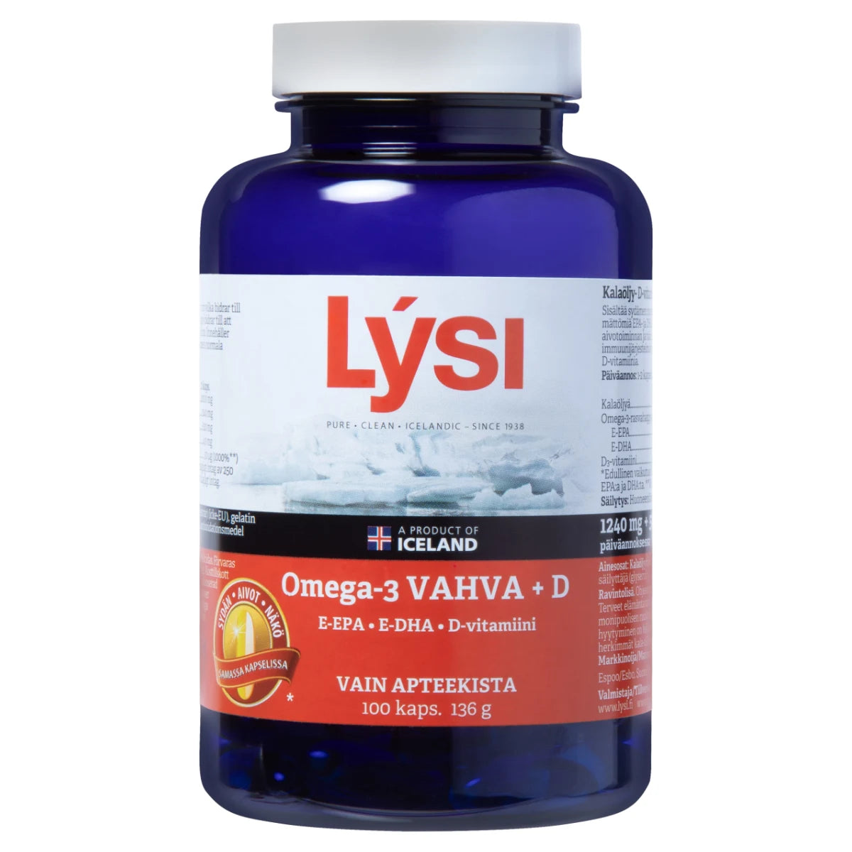 LYSI Omega-3 Vahva + D kalaöljykapseli 100 kpl