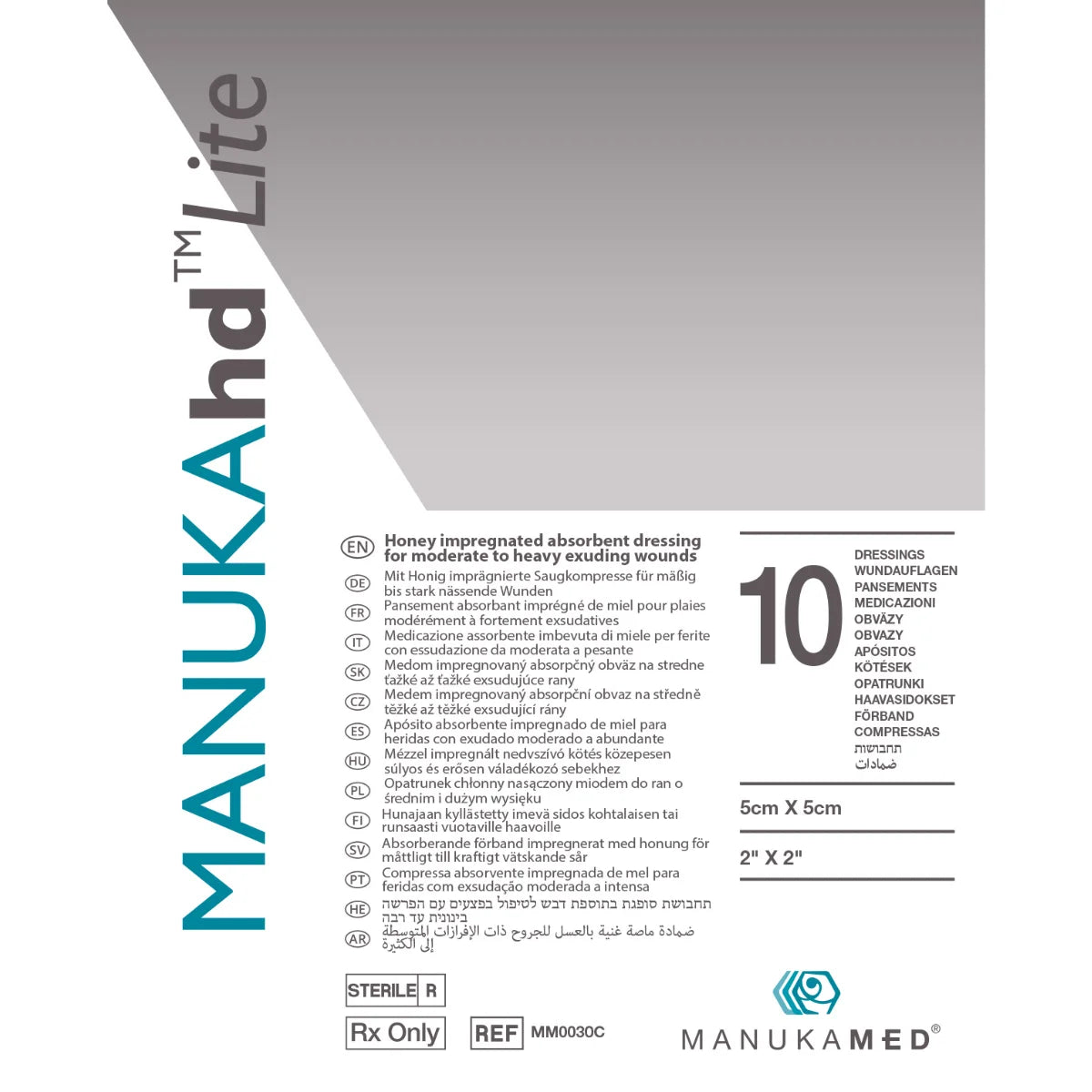 MANUKAhd Lite -sidos 5 x 5 cm 10 kpl