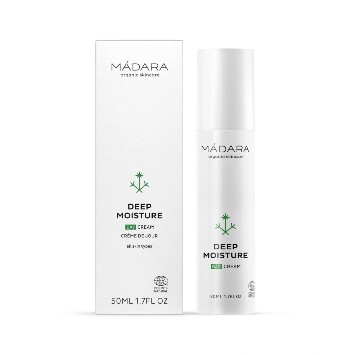 MÁDARA Deep Moisture Day Cream 50 ml – kevyt päivävoide 24 h kosteutukseen ja sekaihon tasapainoon