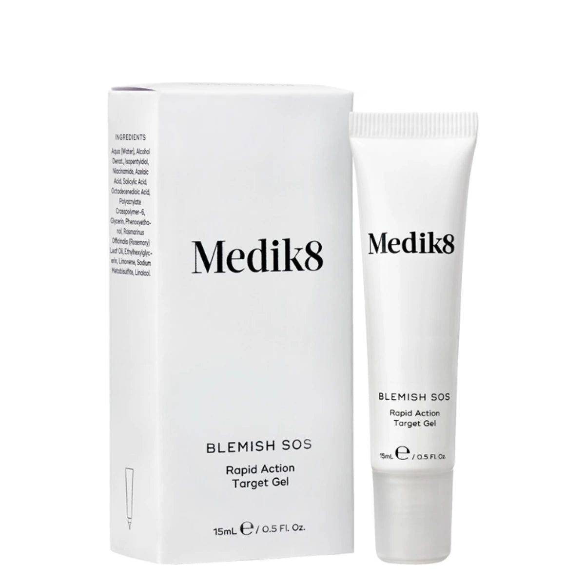 MEDIK8 Blemish SOS 15 ml hoitaa yksittäisiä tulehtuneita epäpuhtauksia.