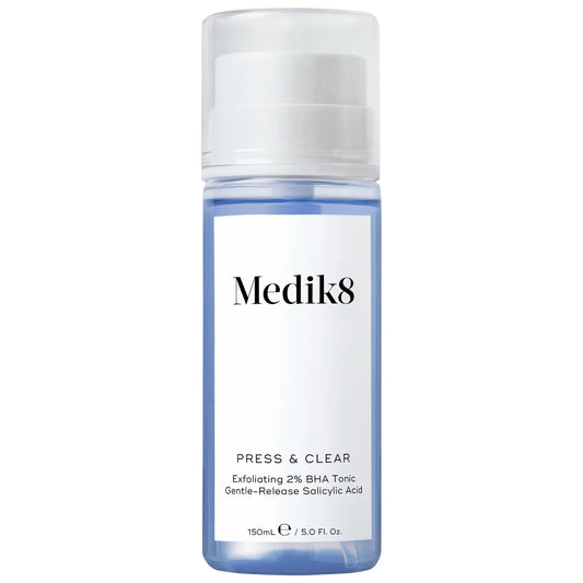 Medik8 Press & Clear hoitovesi 150 ml – Kuoriva 2 % BHA hoitovesi hitaasti vapautuvalla salisyylihapolla