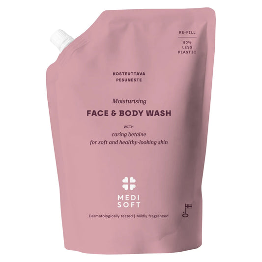 Medisoft Moisturising Face & Body Wash – täyttöpussi 550 ml