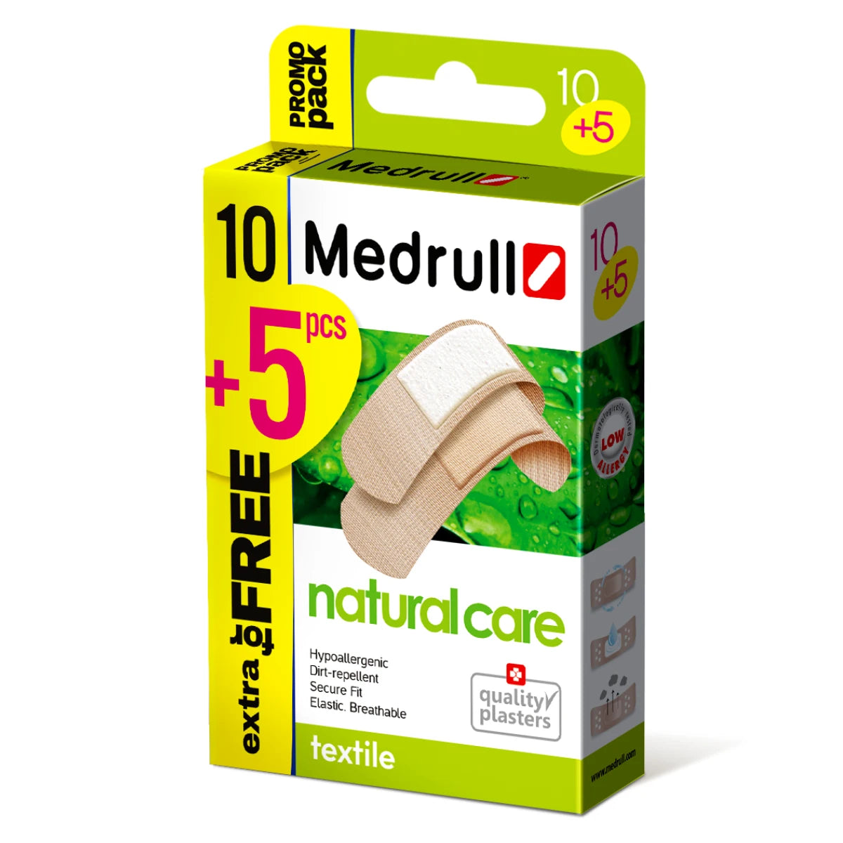 MEDRULL Natural Care laastari 10+5 kpl hypoallergeeninen, hengittävä laastari