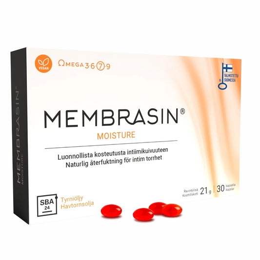 Membrasin Moisture 30 kaps – tyrniöljyä + A- ja E-vitamiinia
