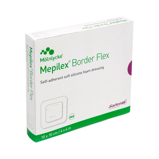 MEPILEX Border Flex silikonivaahtosidos 10 x 10 cm 5 kpl tarttuva all-in-one -sidos