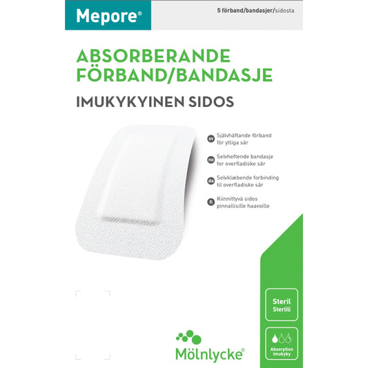 MEPORE haavasidos 9x20 cm 5 kpl imukykyinen itsekiinnittyvä sidos