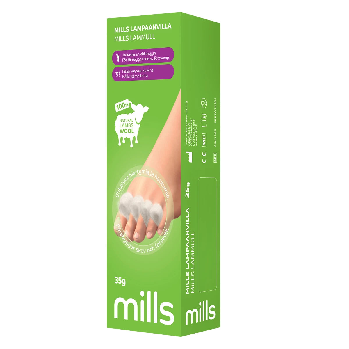 Mills Lampaanvilla 35 g – luonnollinen apu varpaiden hoitoon