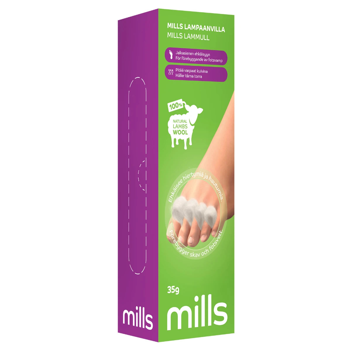 Mills Lampaanvilla 35 g – pehmeä lampaanvilla pitää varpaat kuivina