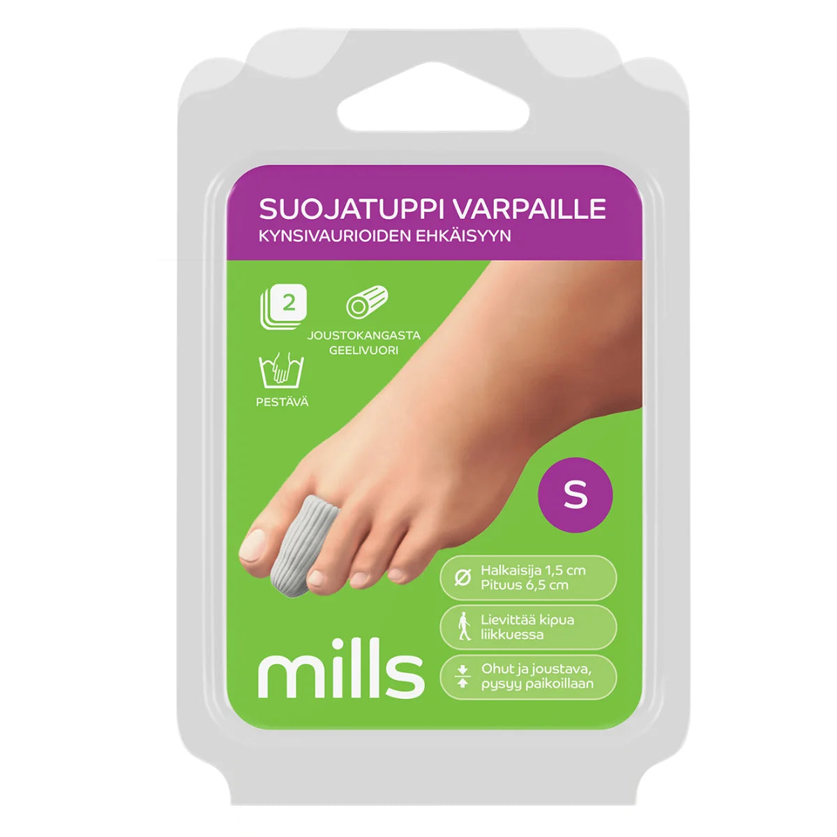 MILLS Suojatuppi varpaille koko S 2 kpl