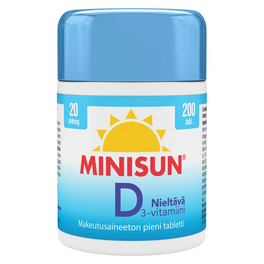 Minisun D-vitamiini Nieltävä 20 mikrog 200 tabl