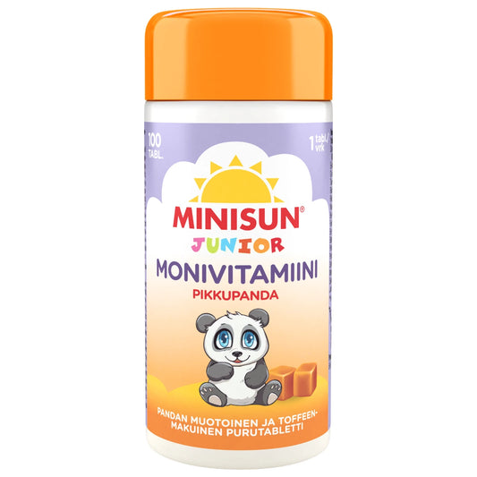 Minisun Monivitamiini Toffee Pikkupanda 100 kpl hyvänmakuinen purutabletti lapsille