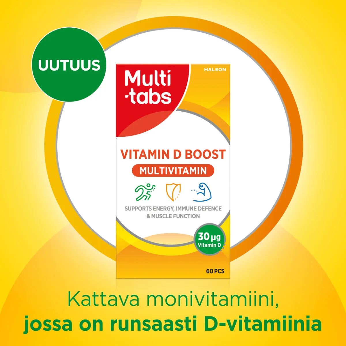 Multi-tabs vitamin D boost multivitamin 60 kpl on kattava monivitamiini