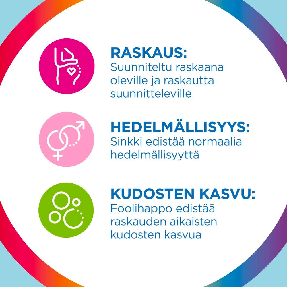 MULTI-TABS Pregnant monivitamiinitabletti kolme etua