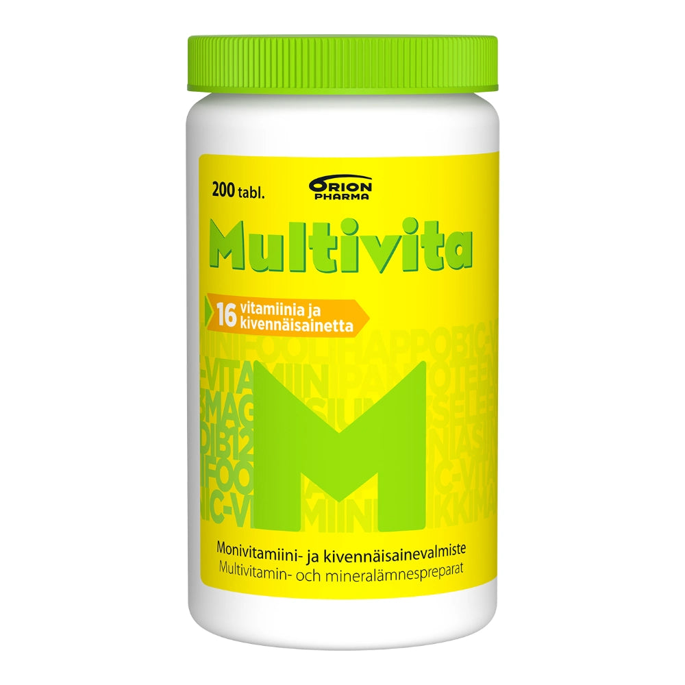 MULTIVITA Monivitamiinitabletti 200 kpl, vitamiinien ja kivennäisaineiden päivittäisen saannin varmistaminen.