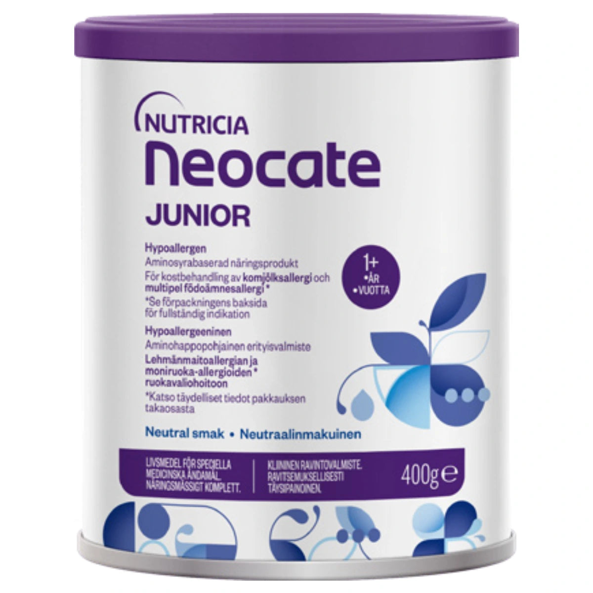 NEOCATE Junior neutraali 400 g kliininen ravintovalmiste lehmänmaitoallergian ruokavaliohoitoon