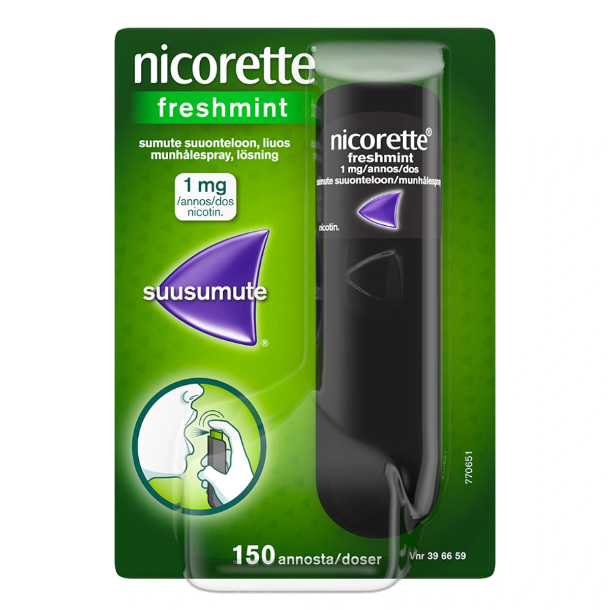 NICORETTE FRESHMINT 1 mg/annos sumute suuonteloon 150 annosta