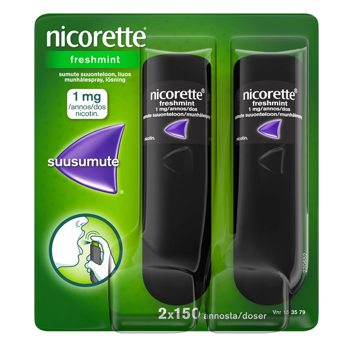 NICORETTE FRESHMINT 1 mg/annos sumute suuonteloon 2x150 annosta