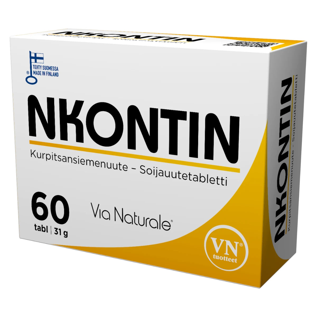 Nkontin tabletti 60 kpl sisältää kurpitsansiemen- ja soijauutetta nieltävässä tabletissa