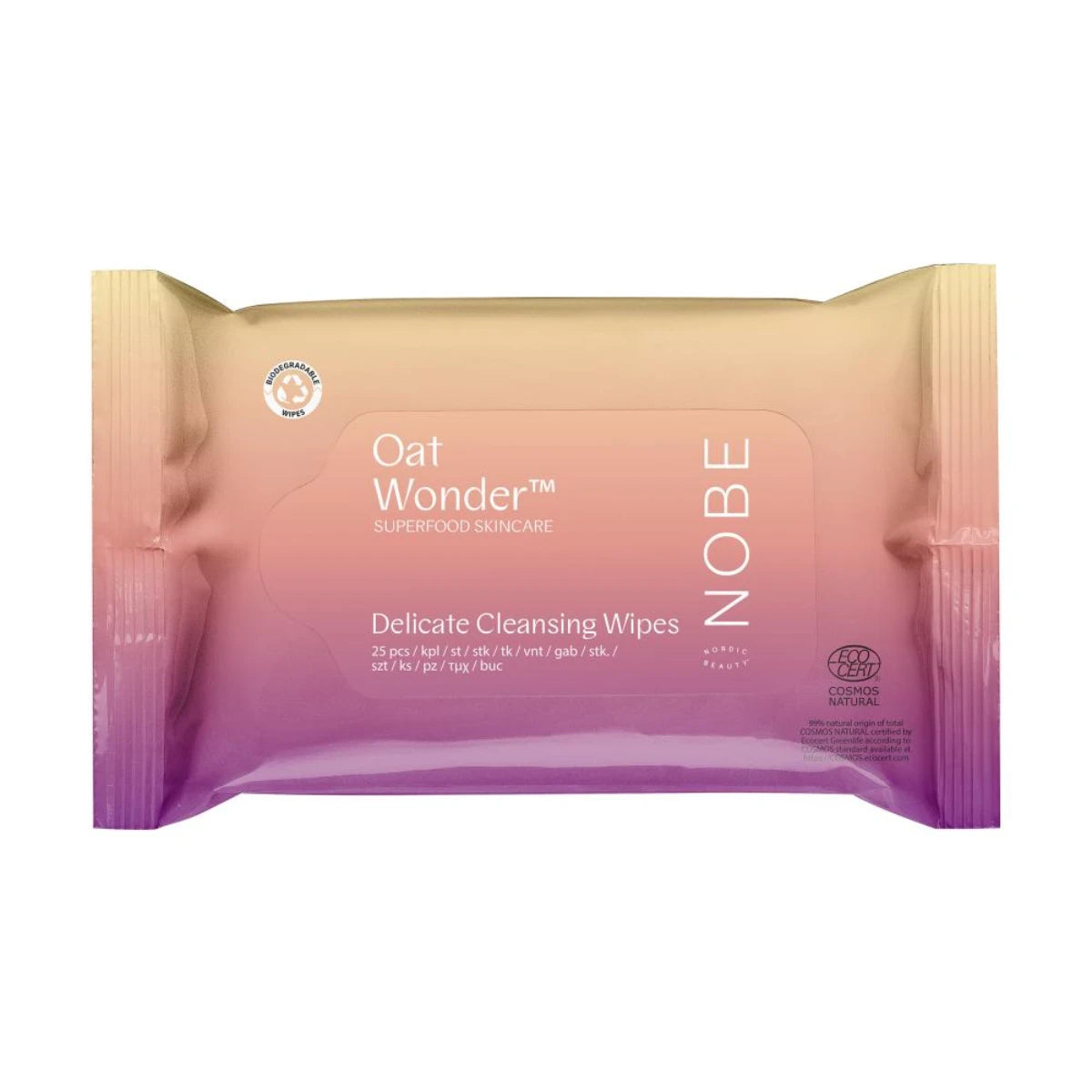 Nobe Oat Wonder Delicate Cleansing Wipes puhdistuspyyhe 25 kpl – hellävaraiseen meikin poistoon kasvoilta