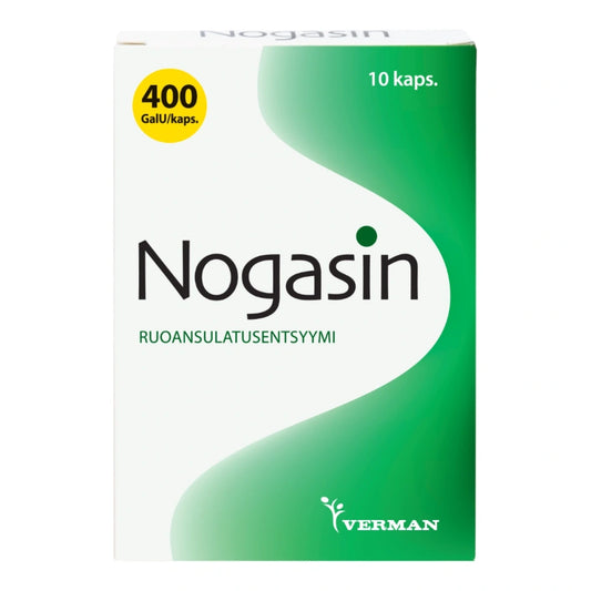 NOGASIN 400 GaIU kapseli 10 kpl tehokas ruoansulatusentsyymivalmiste