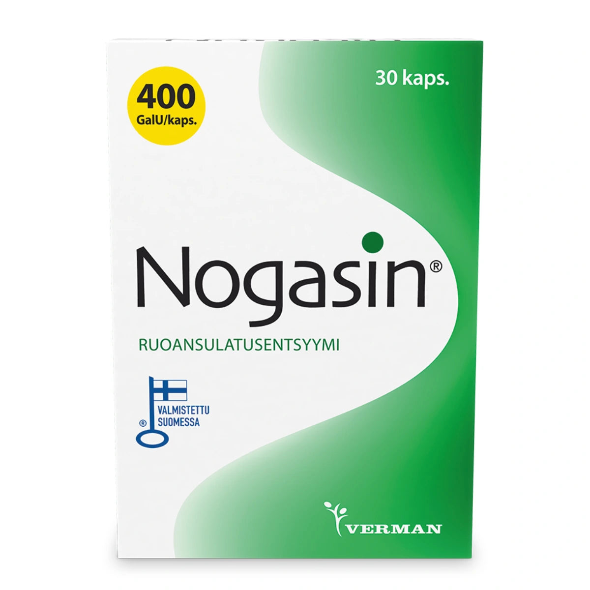 NOGASIN 400 GaIU kapseli 30 kpl ruonsulatysentsyymivalmiste kapselissa