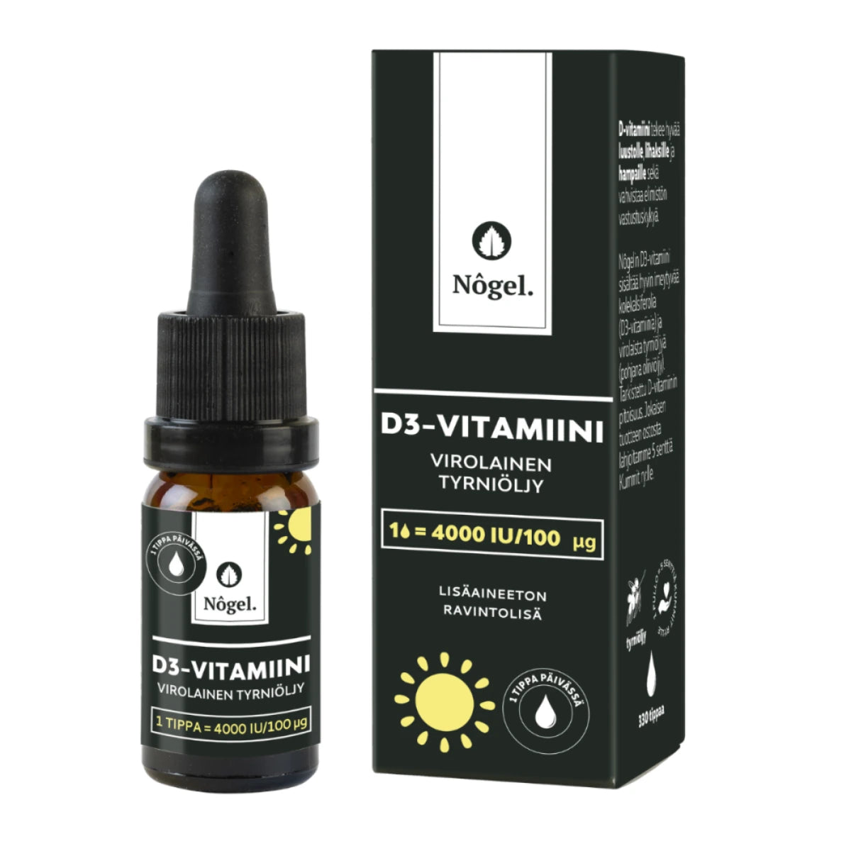 NÔGEL D3-vitamiini tyrniöljytippa 100 μg / tippa 10 ml