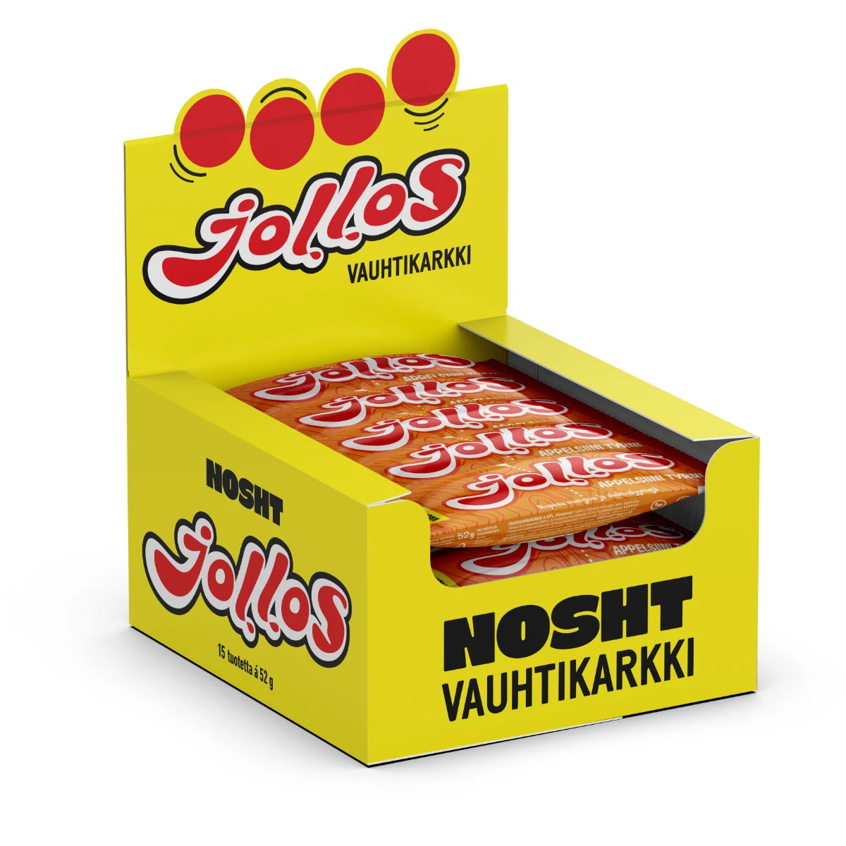 Nosht Jollos Vauhtikarkki Appelsiini Tyrni 15x52 g