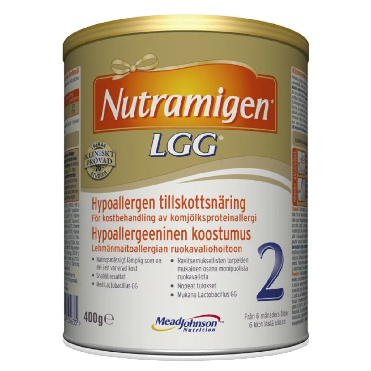 NUTRAMIGEN 2 LGG jauhe 400 gHypoallergeeninen erityisvalmiste lehmänmaitoallergian ruokavaliohoitoon.