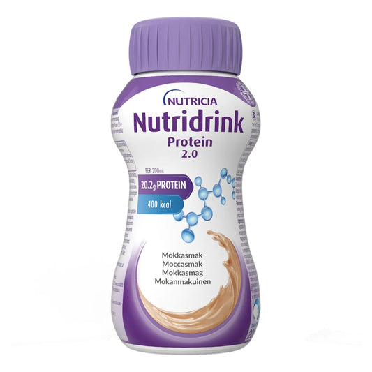 NUTRIDRINK Protein 2.0 Mokka 4x200 ml on pirtelömäinen täydennysravintojuoma