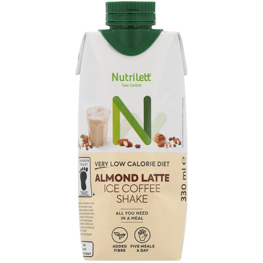Nutrilett Almond Latte Ice Coffee Shake VLCD 330 ml – mantelimaitopohjainen jääkahvi erittäin niukkaenergiseen ruokavalioon