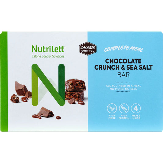 Nutrilett Chocolate Crunch &amp; Sea Salt ateriankorvikepatukka 4 x 60 g – rapea suklaapatukka merisuolalla