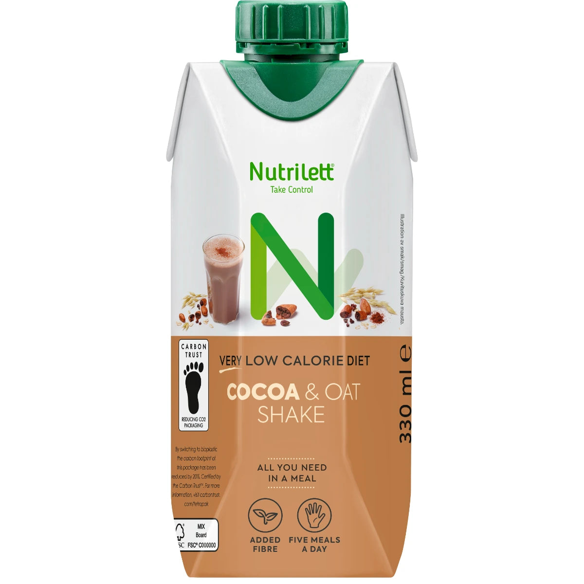 Nutrilett Cocoa & Oat VLCD ateriankorvikejuoma 330 ml – kaakaon ja kauran makuinen valmisjuoma