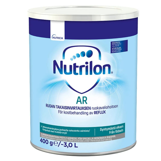 NUTRILON AR 400 g imeväisen kliininen ravintovalmiste ruoan takaisinvirtauksesta kärsivän imeväisikäisen ruokavaliohoitoon.
