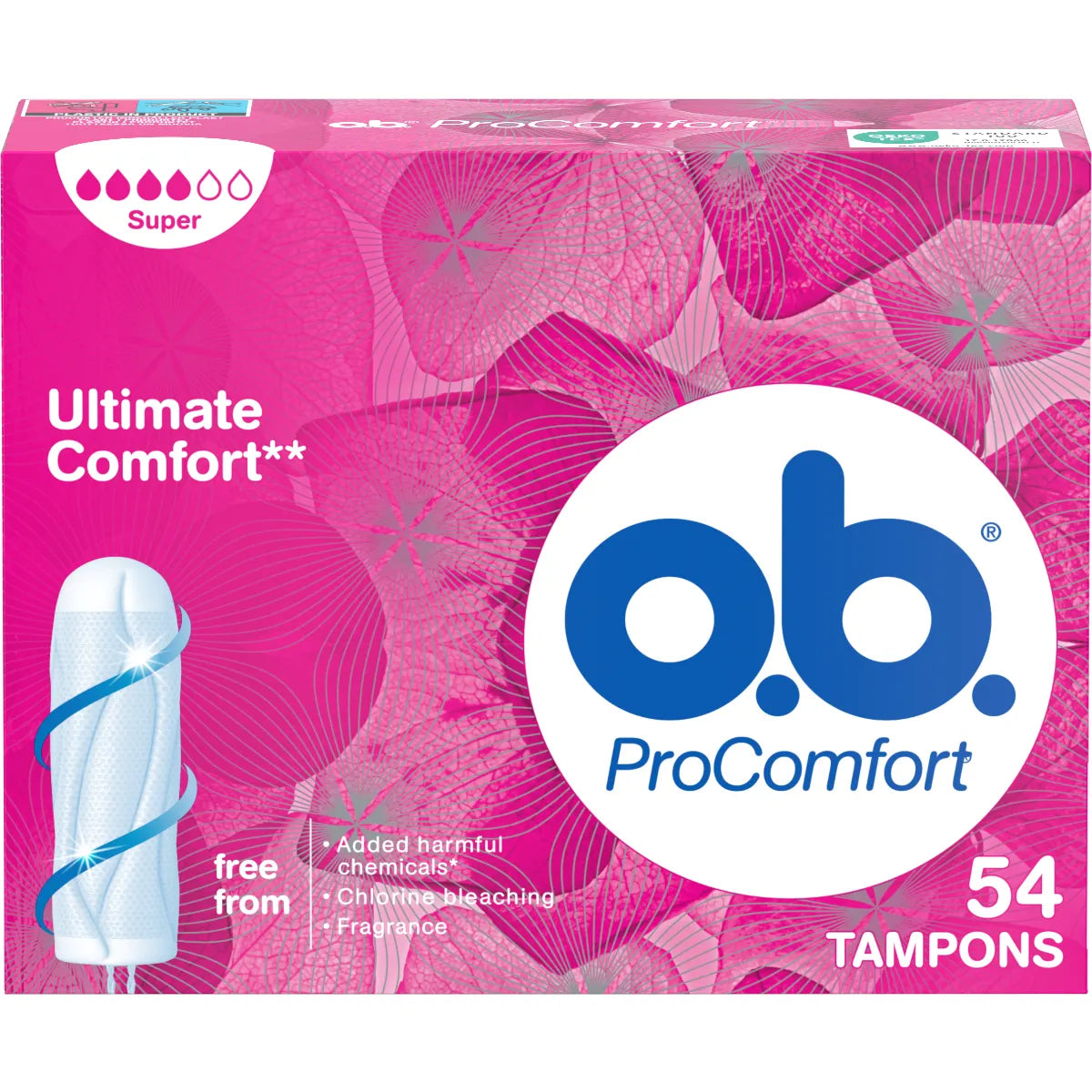 O.B. Procomfort Super tamponi 54 kpl runsaaseen vuotoon