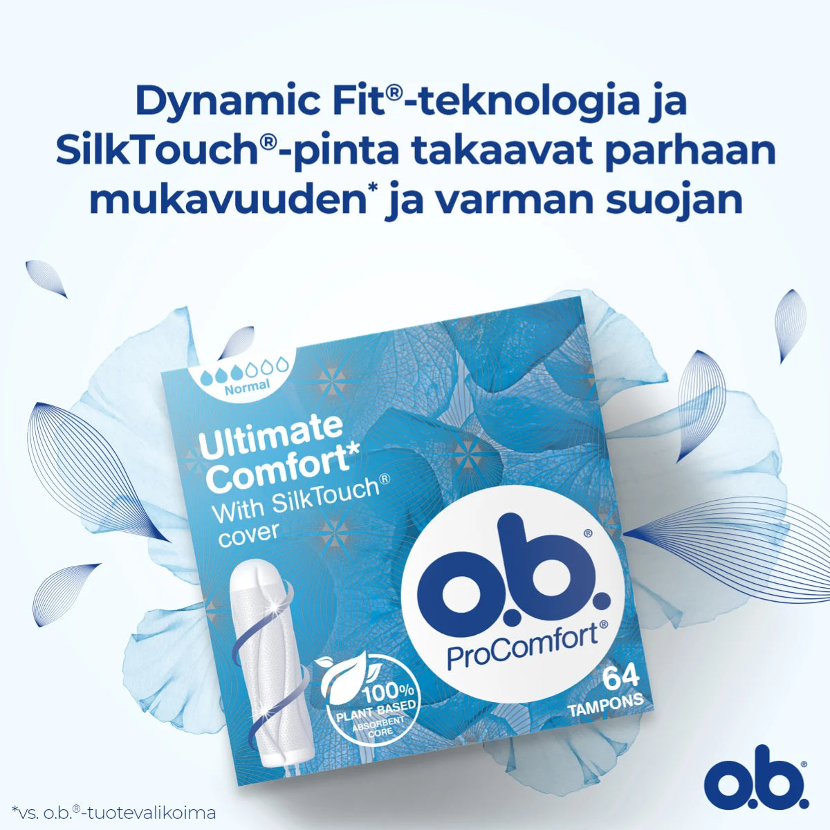 O.B. Procomfort Normal tamponi dynamic fit takaa mukavuuden ja varman suojan