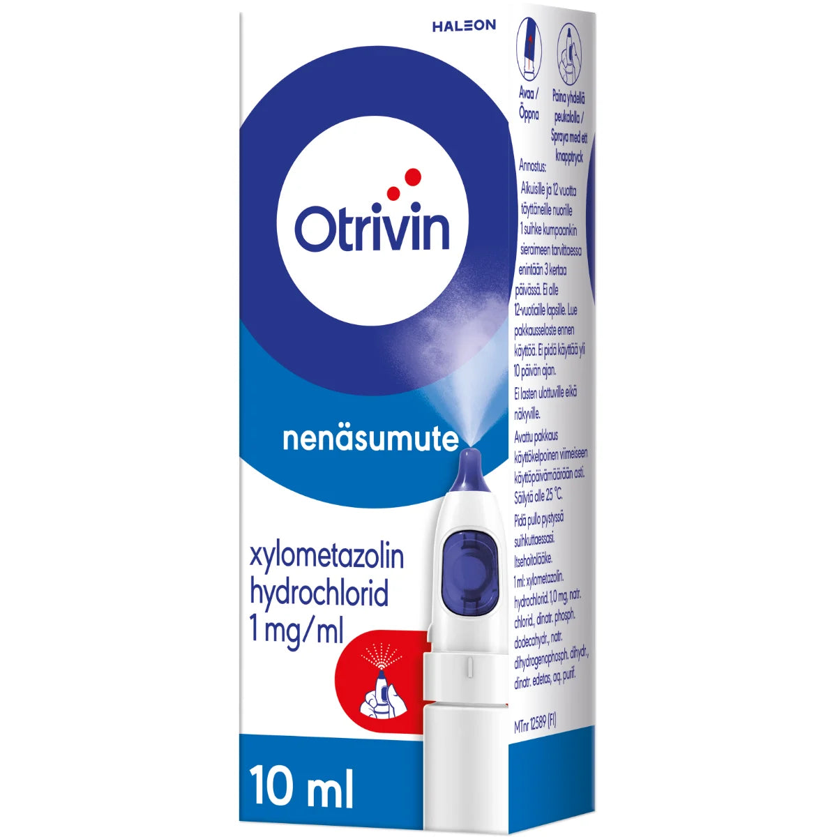 OTRIVIN Säilytysaineeton nenäsumute, liuos 1 mg/ml Khone-pumppu 10 ml