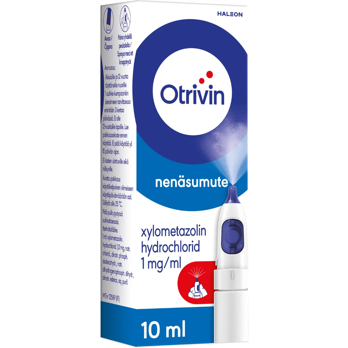 OTRIVIN Säilytysaineeton nenäsumute, liuos 1 mg/ml Khone-pumppu 10 ml